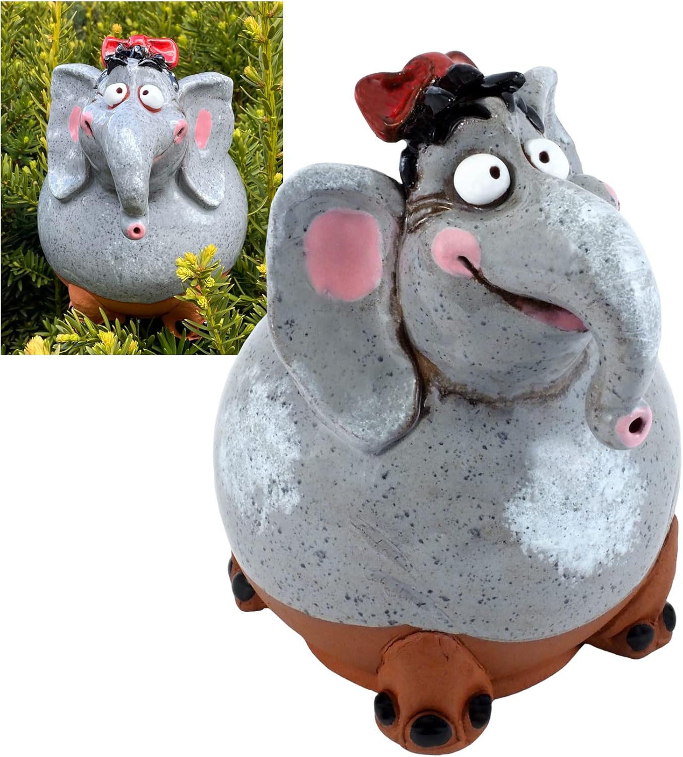 Ceramic Decoration for Garden and Yard | Outdoor Ornament with Stake | Elephant Girl | GKR42