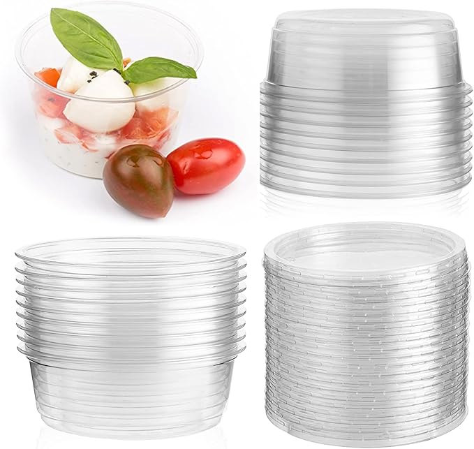 MaikcQ 50 Pack Plastic Containers with Lids, 2oz Round Plastic Food
