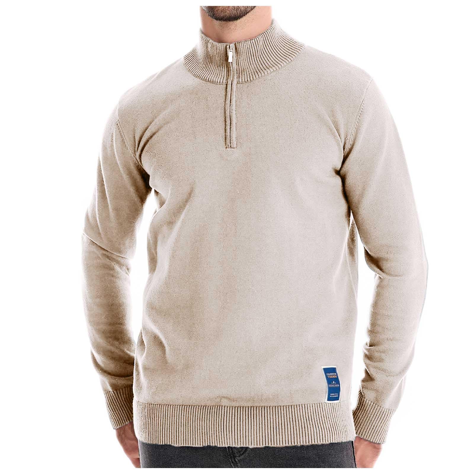 Pull Homme Fermeture Éclair, Pull De Travail Homme,Pull De Couleur Unie pour Hommes Col Montant Demi-Fermeture éClair Haut Slim Nouvelle