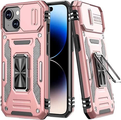 AUPAI Funda para iPhone 15 con protector de pantalla, cubierta mejorada para lente de cámara, funda protectora de grado militar resistente con