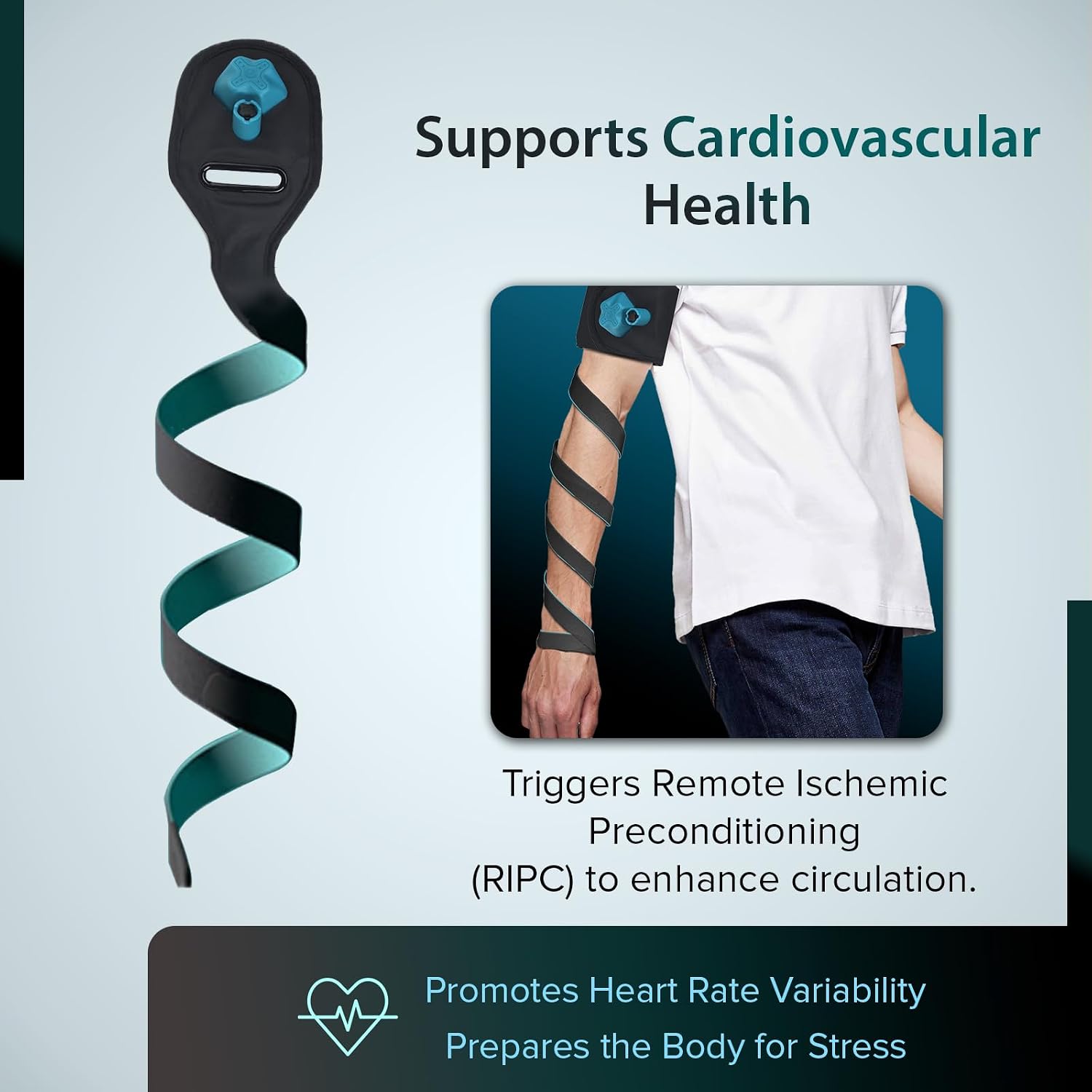Inflatable Blood Flow Restriction Tefillin - Self-inflating Multi-Point Helical Compression System for the Non-Dominant Arm. One Size Fits All.
