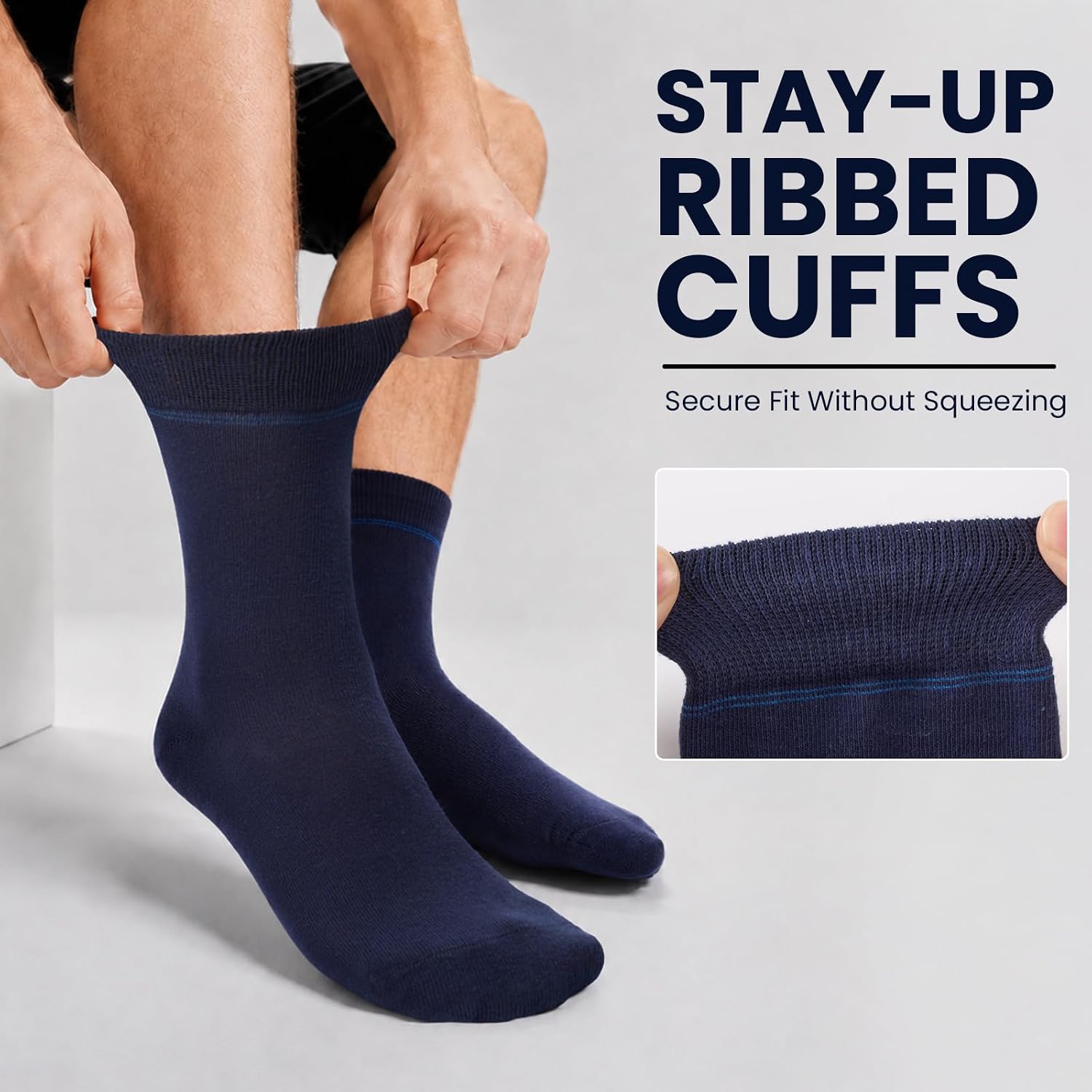 Mens Dress Socks, 6/12 Pairs Crew Socks for Men