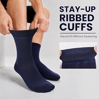 Mens Dress Socks, 6/12 Pairs Crew Socks for Men