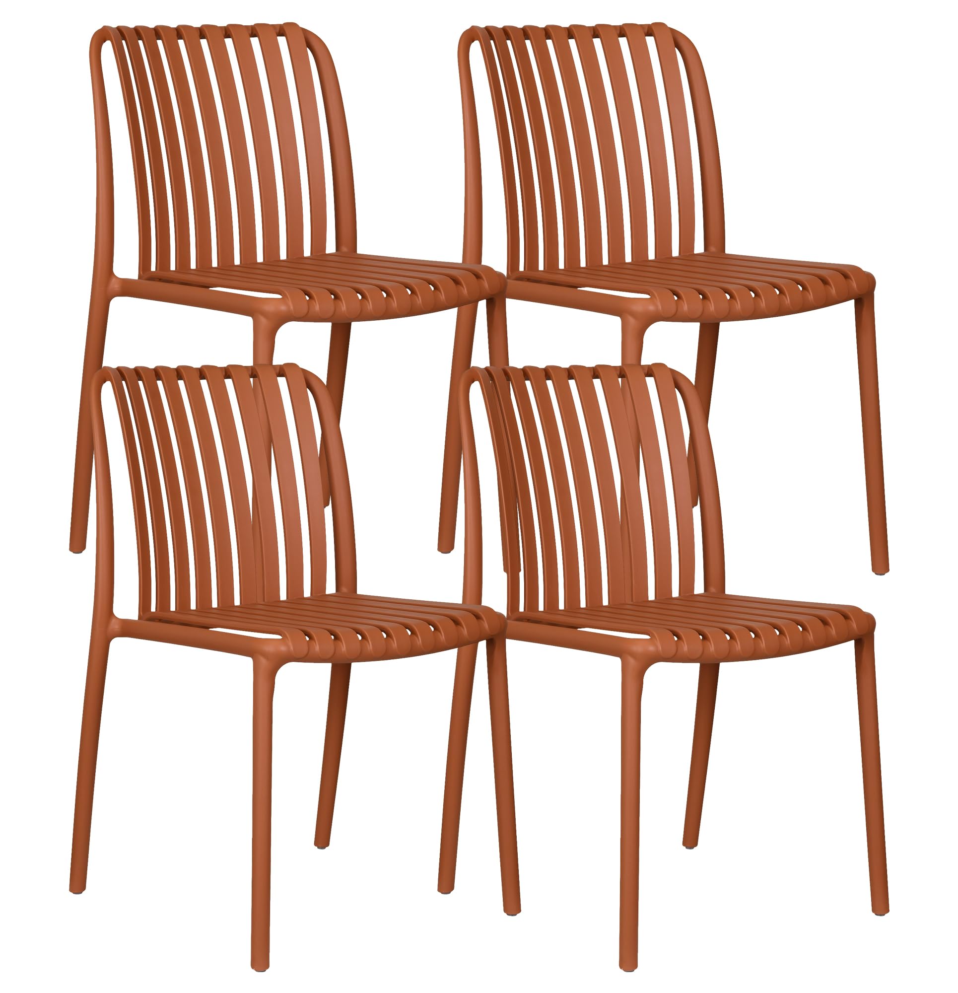 IlGruppone Set 4 Sedie in Polipropilene e Fibra di Vetro Sedia Cucina Trattamento UV Antiscolorimento Giardino Interno Esterno Moderne Robuste Resistenti Impilabili - Maya-Arancio
