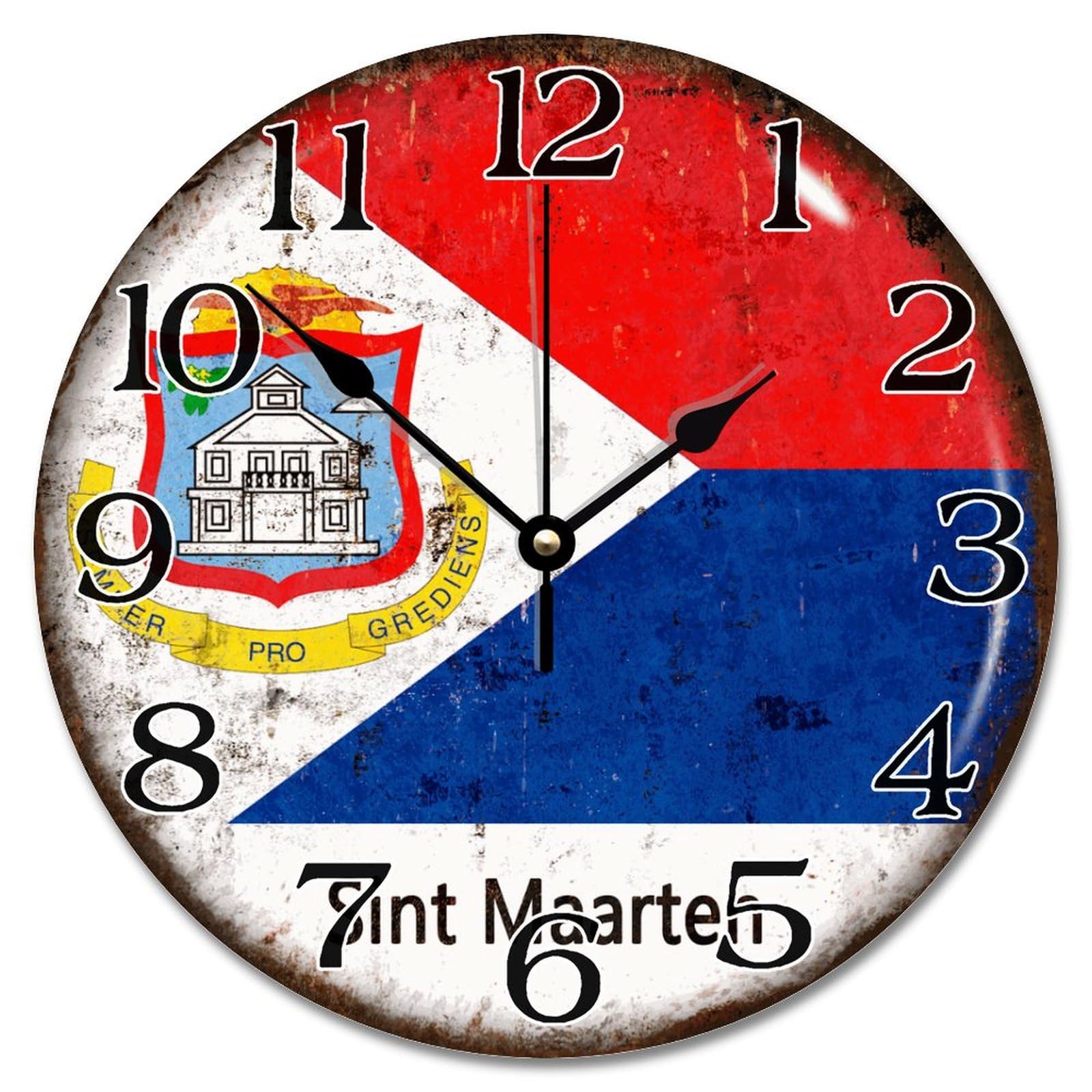 Horloge murale Sint Maarten en bois noble et design rustique chic