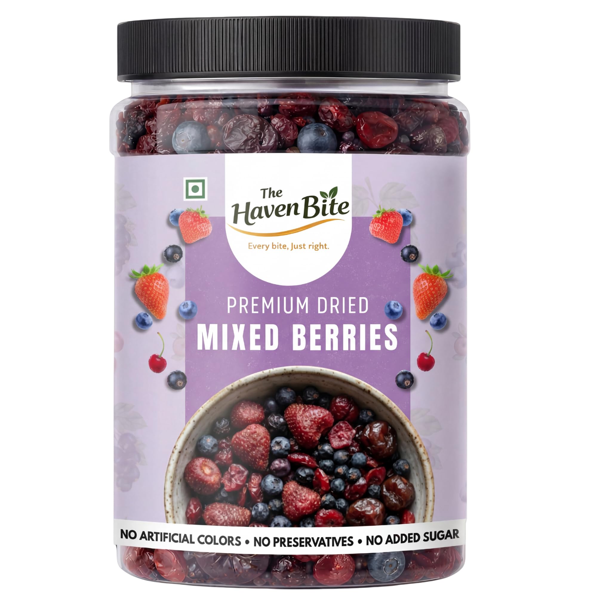 The Haven Bite 5-In-1 Mixed Dried Berries 250g| Pure & Natural | Dried Cranberries, Blueberries, Strawberries, Black Currants & Cherries | Healthy Snack For Oats & Baking | No sugar Added-image-6