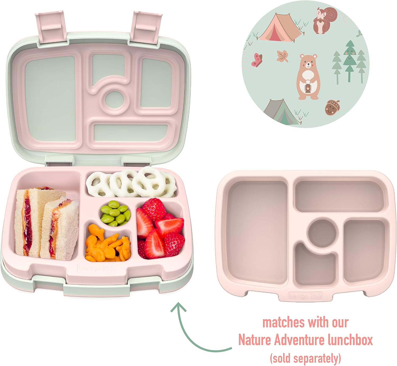 Bentgo Kids Prints Tray with Transparent Cover, 5-Compartment, BPA-Free image 2