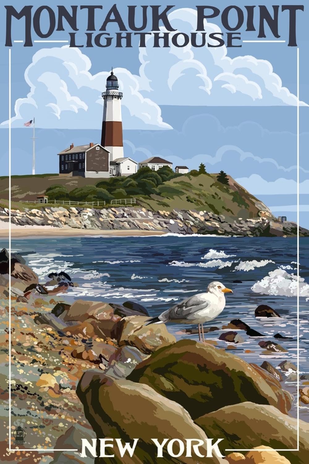 ART.COM Wall Art Print Montauk Point Lighthouse - New York by Lantern Press, 16" x 24"