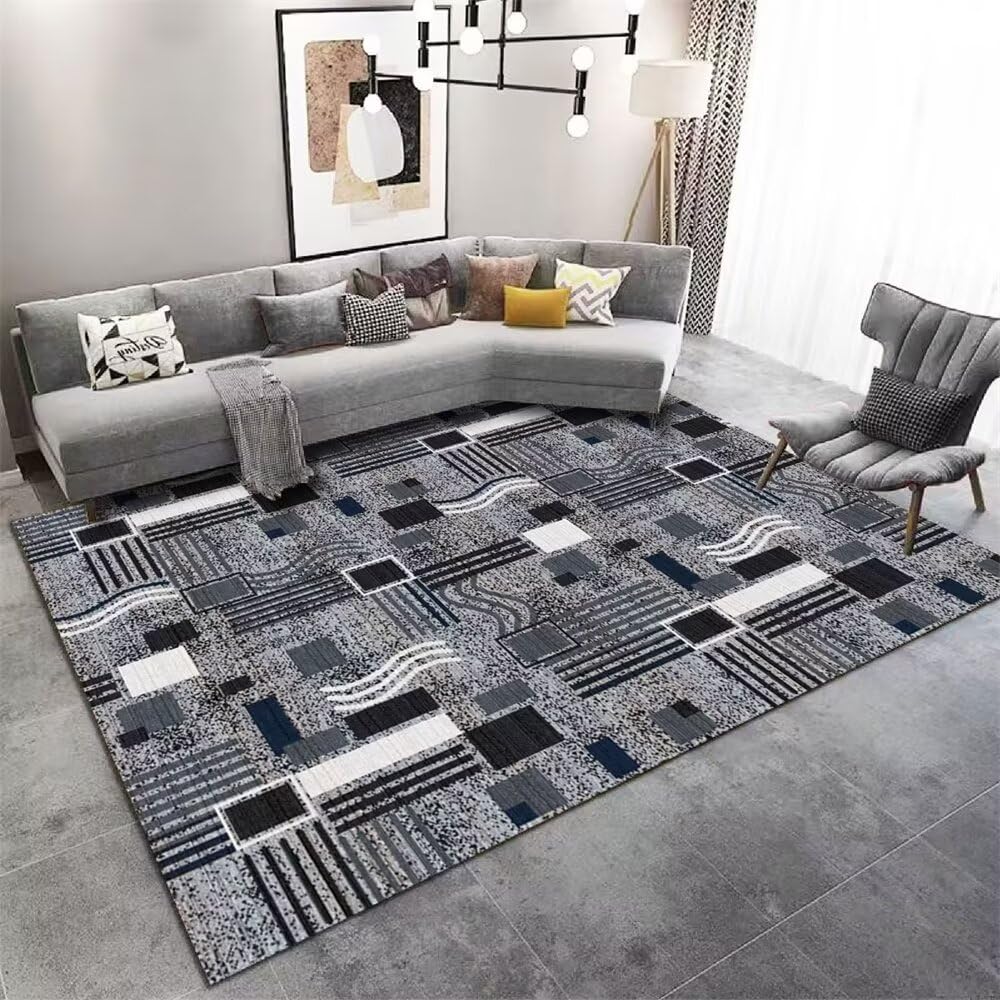 Tapis de salon lavable en machine facile à nettoyer pour chambre d'enfant gris