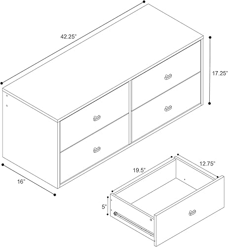Miniatura 10 de Prepac Cómoda flotante, 4 cajones, estante blanco y flotante con cajón