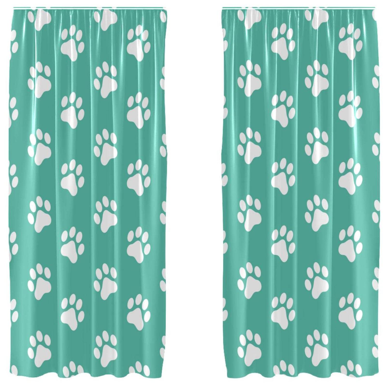 Rideaux de fenêtre pattes de chats verts 140x213 cm lot de 2
