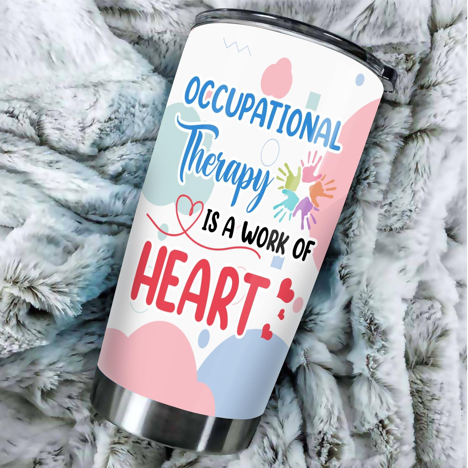 Occupational Therapist Tumbler Stainless Steel 20oz, Work Of Heart Help Small Hands OT Gift For Birthday Christmas, OT Gift For Women Men Staff Boss, World Occupational Therapy Day Tumbler Wrap - Image 2