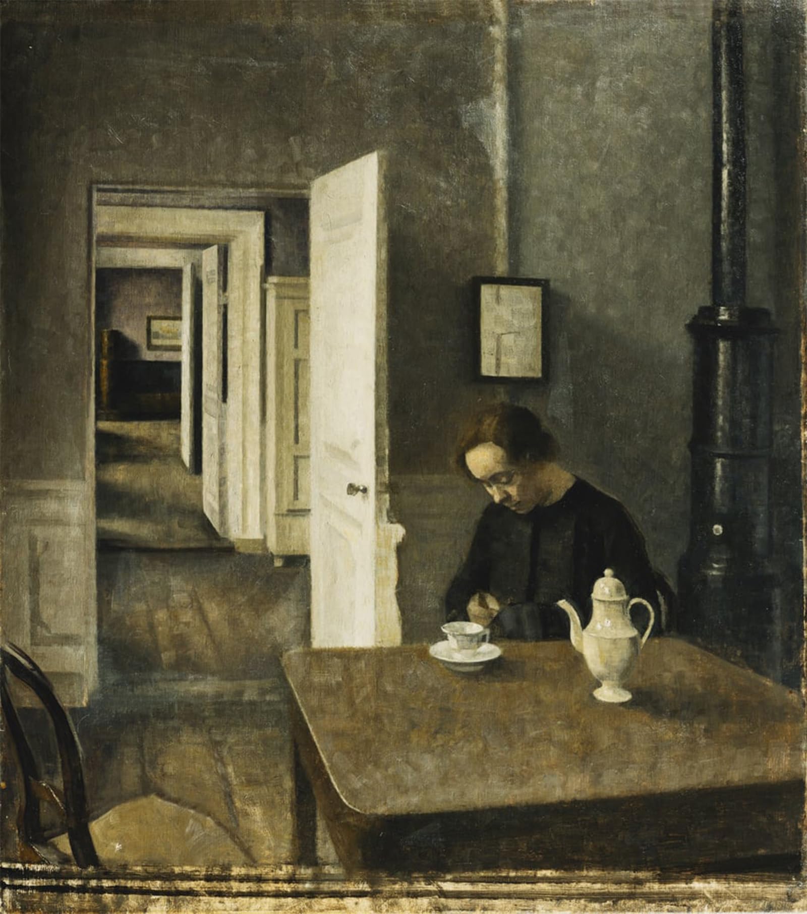 POSTERIIk Vintage Classic Picture Landscape Artwork an Interior Strandgade by Vilhelm Hammershoi Portrait Canvas Painting for Office Home Decor 60x90cm