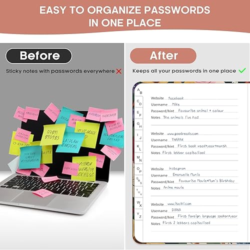 Miniatura 9 de Taja Libro de guardián de contraseñas con pestañas alfabéticas, pequeños libros de contraseñas para personas mayores, cuaderno de contraseñas para