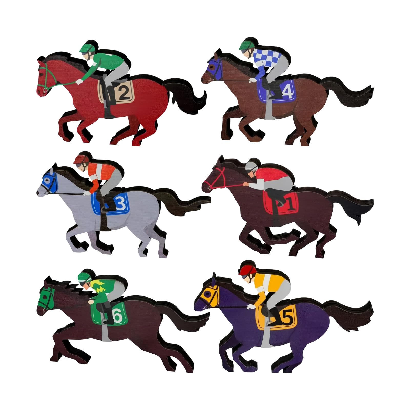 Ljmyy Horse Racing Wooden Table Centerpieces Day Tabletop Signs Tiered Tray Decors Day Horse Party Decorations