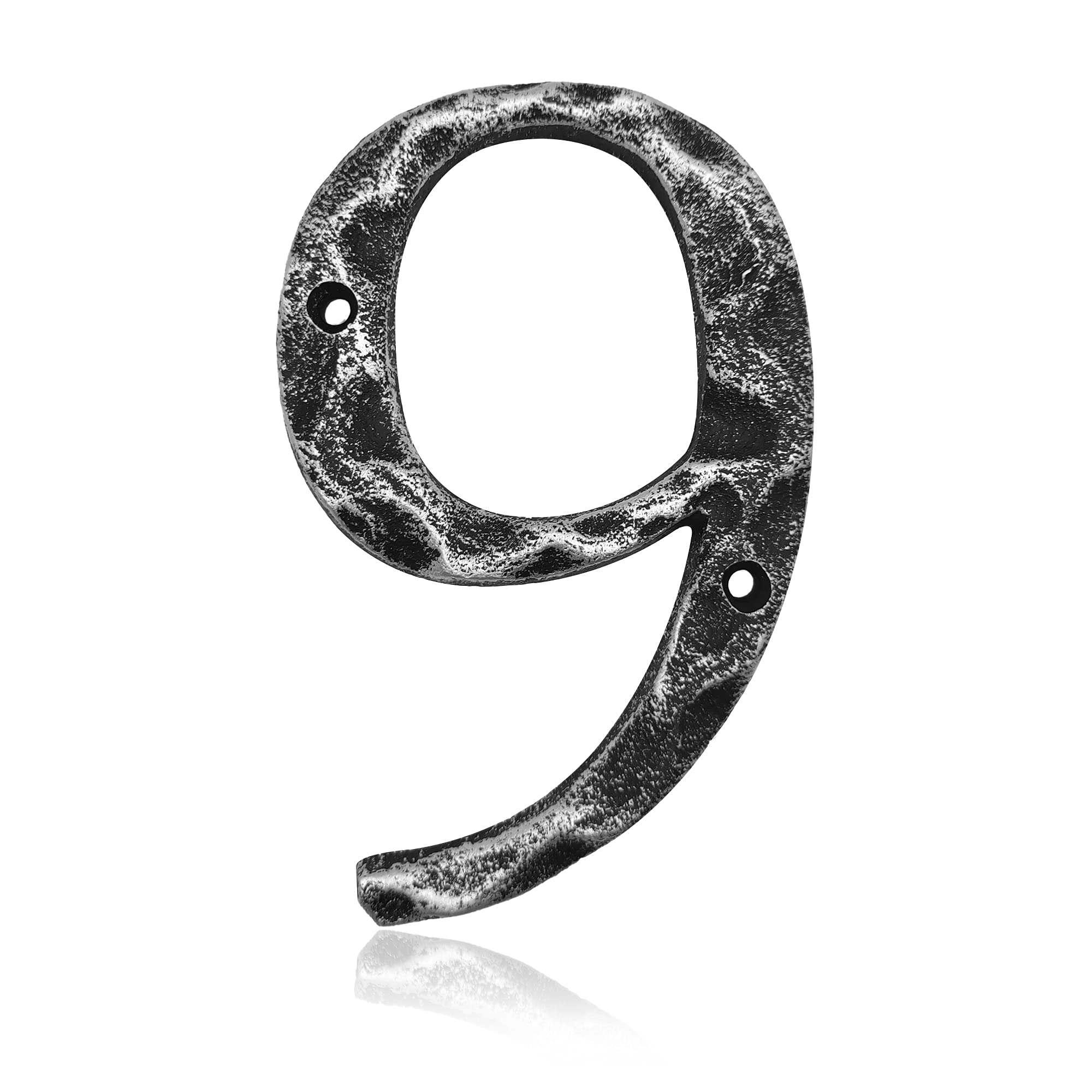 Photo 1 of 2-PACK
5.5 Inch House Numbers- Unique Cast Iron Metal Address / Mailbox Number for Outside or Front Door, Handmade Antique Silver Finish, Number 9