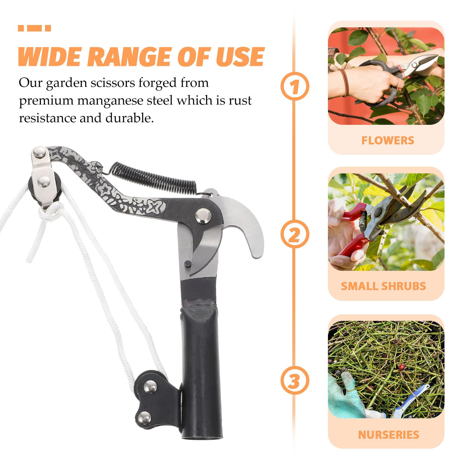 Kichvoe Cesoie da Potatura Telescopiche Molla Ammortizzante, Forbici da Giardinaggio Multiuso in Acciaio Resistente per Potatura Piante e Fiori, Attrezzo Domestico per Giardinieri