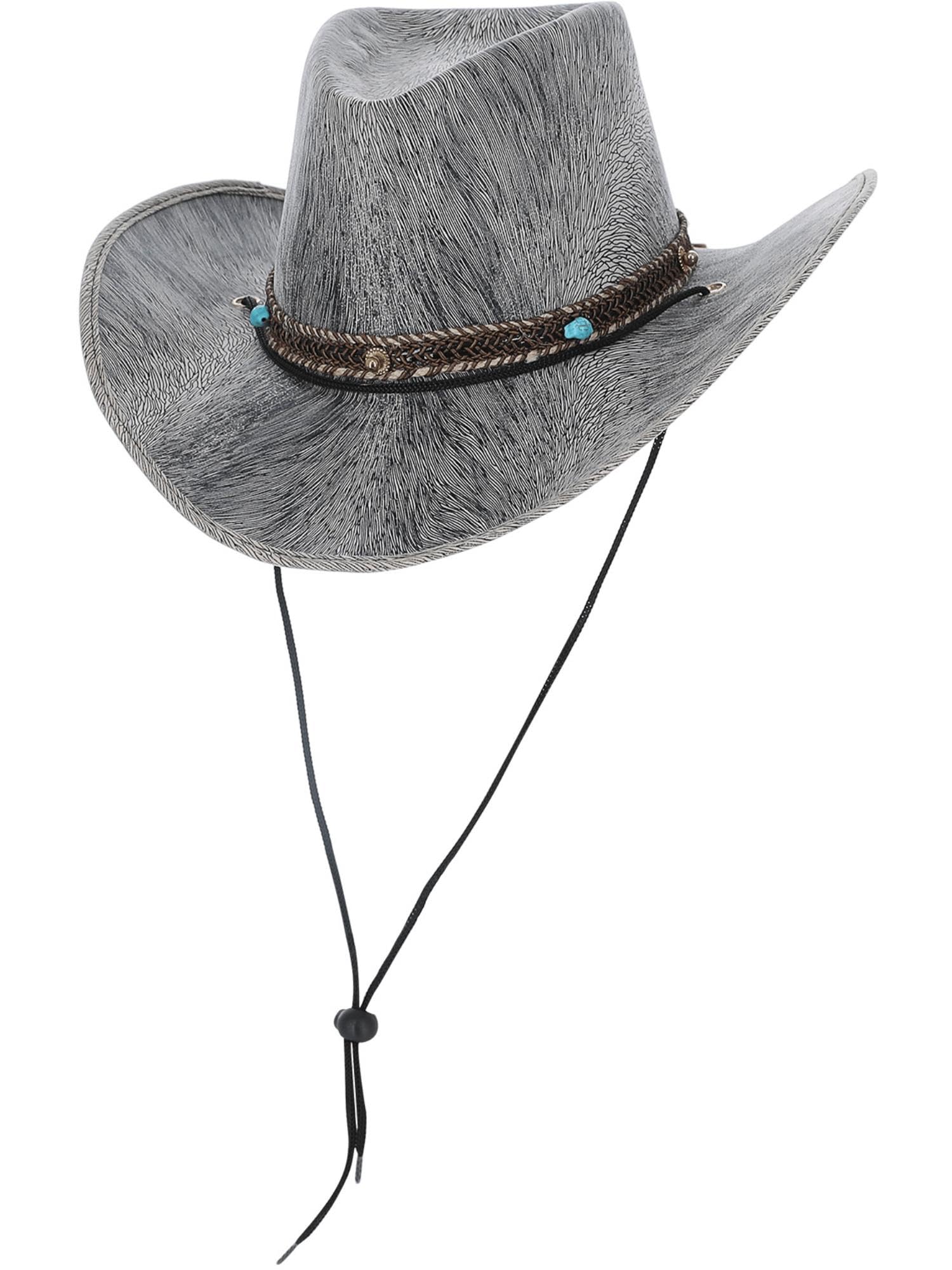 Smiffys Men's Grey Western Distressed Cowboy Hat