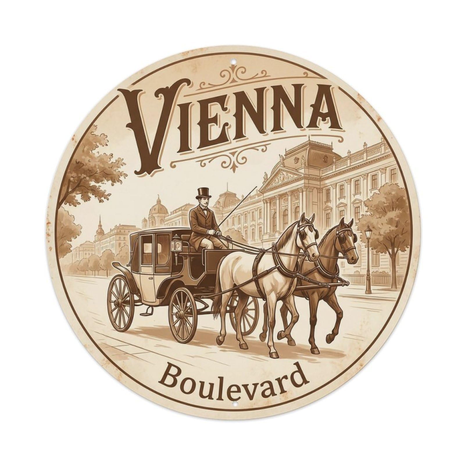 Vintage Travel Vienna Austria Avenue Metal Tin Sign