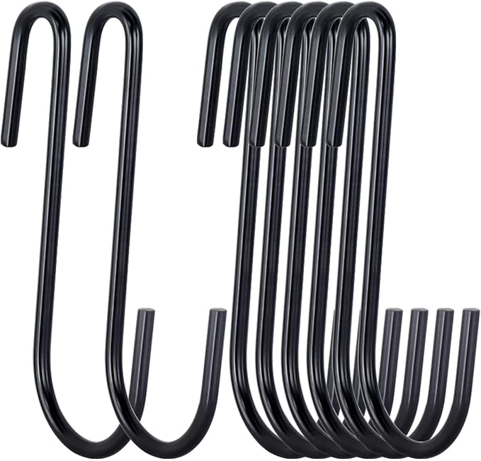 ESFUN 30 Pack Heavy Duty S Hooks 4 inch Black S Shaped
