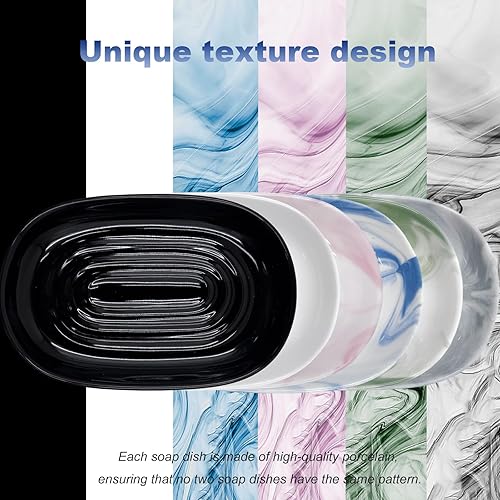 Miniatura 8 de Jabonera de cerámica con patrón de mármol, bandeja ahorradora de jabón para baño, fregadero de cocina y tocador, soporte multiusos para joyas,