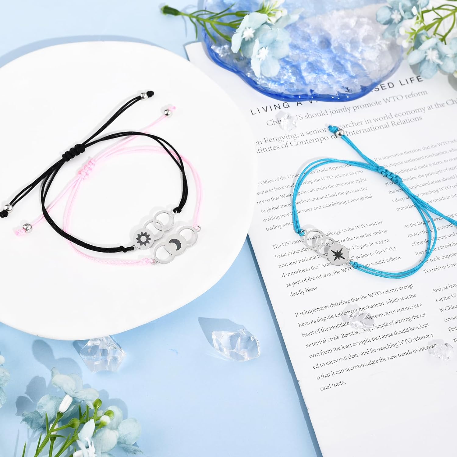 QianSiLi Best Friend Bracelet Friendship Bracelets for 3 Sun Moon Star Trio Bracelets Friendship Bestie Best Friend Birthday Gifts for Women Friends Bff - Image 4