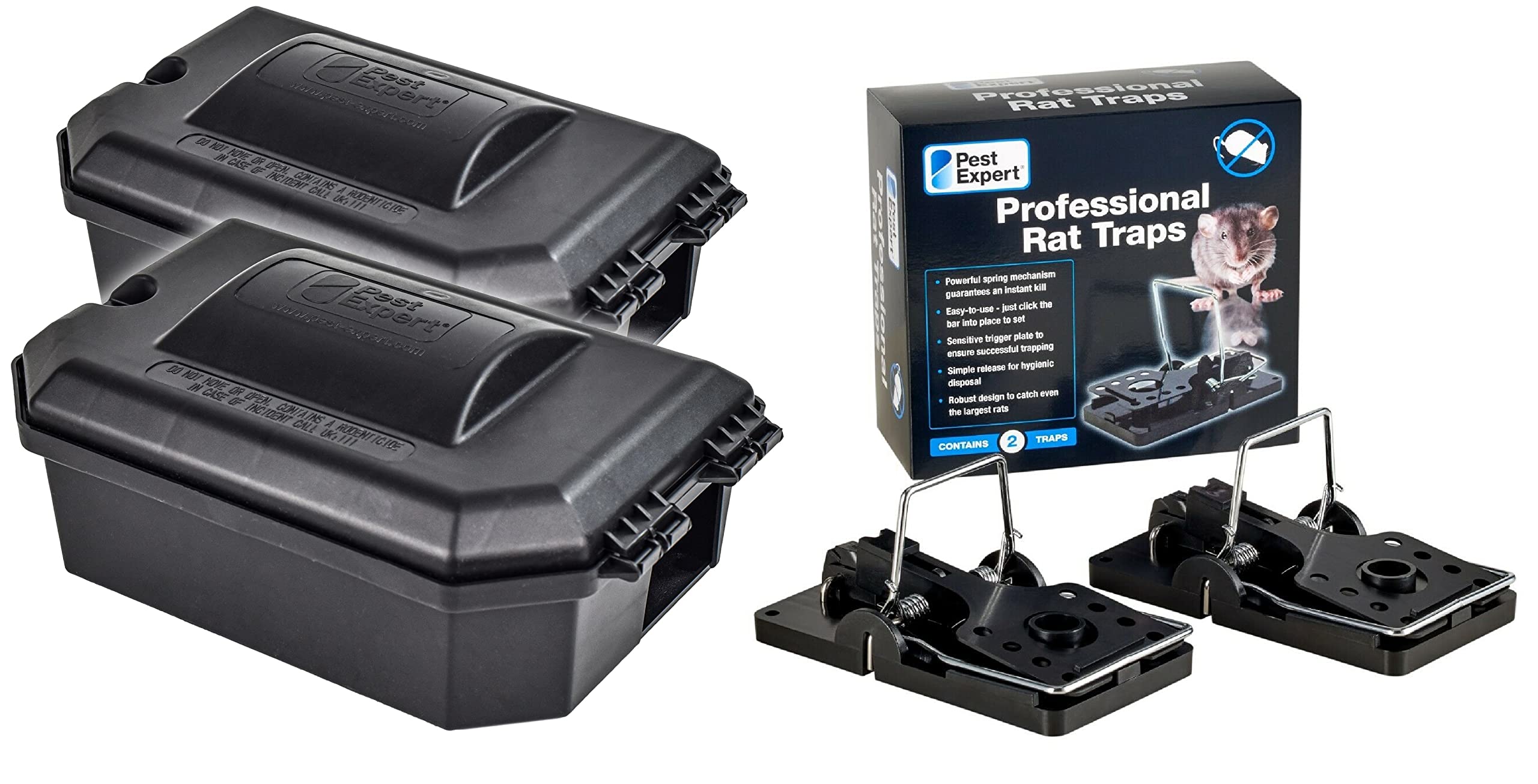 Pest Expert External Rat Snap Trap Protector Box (x 2) - Rat Bait Boxes & Rat Traps that Kill Instantly - Professional Quality, No Poison Solution
