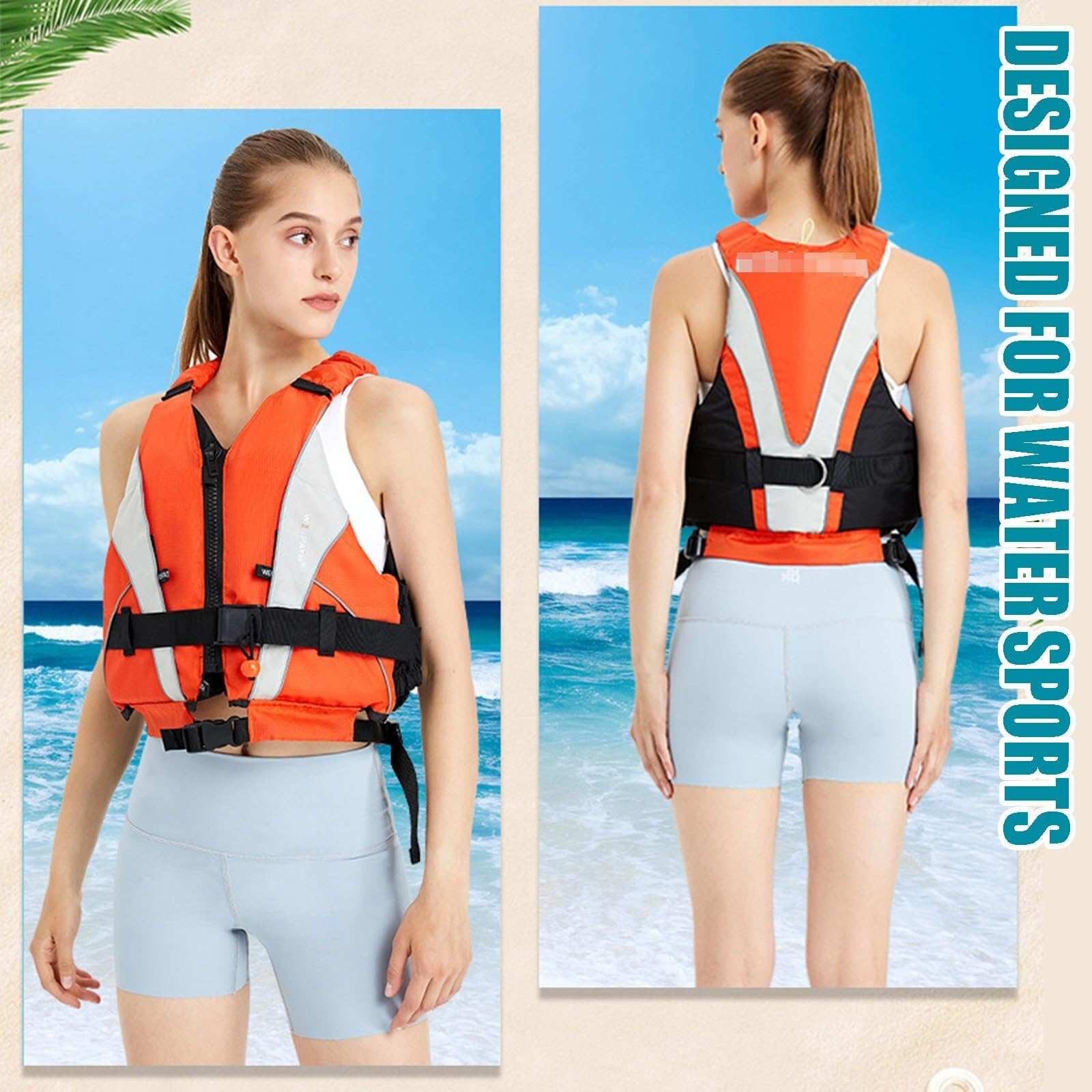 Swim Vest with Adjustable Safety Strap Unisex Adult Fishing Swim Vest Safety Float for Diving Snorkeling Swimming Surfing Water Sports Boating Kayaking Outdoor Safety Gear