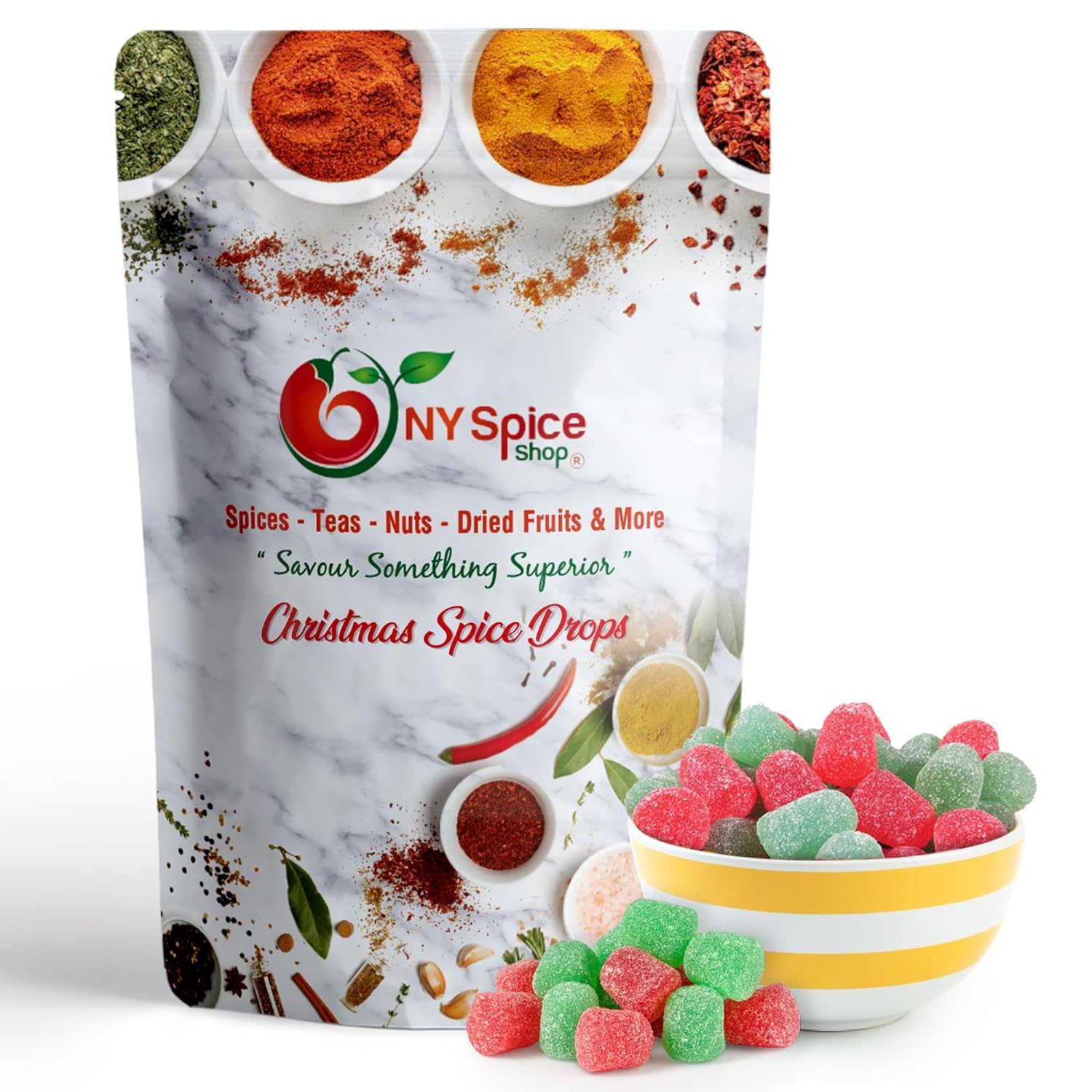 Sponsored Ad - NY Spice Shop Christmas Spice Drops - 1 Pound Red and Green Spice Drop - Festive Gumdrop Candy - Holiday Gumdrops for Christmas Confectionery - Old Fashioned Spices Drops Holiday Treat Gummies