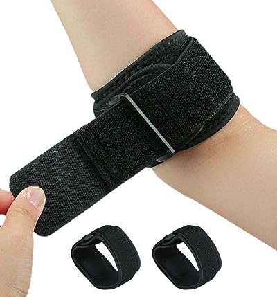 2 Pack Elbow Brace for Tendonitis and Tennis Elbow, Forearm Brace Support Band with Compression Pad and Elbow Strap Wrap for Golfers, Tennis Elbow, Bursitis Elbow Brace for Women Men, Black
