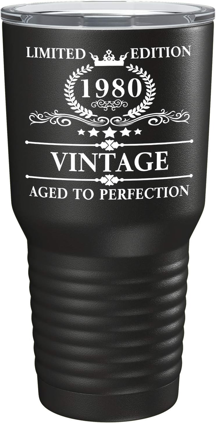 1980 Limited Edition Aged to Perfection 40th Birthday Gift on Black 30 oz Stainless Steel Tumbler