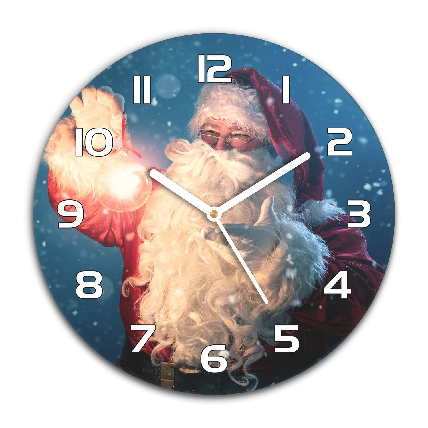 Horloge murale silencieuse Noël en verre 30 cm Coloray cuisine salon moderne