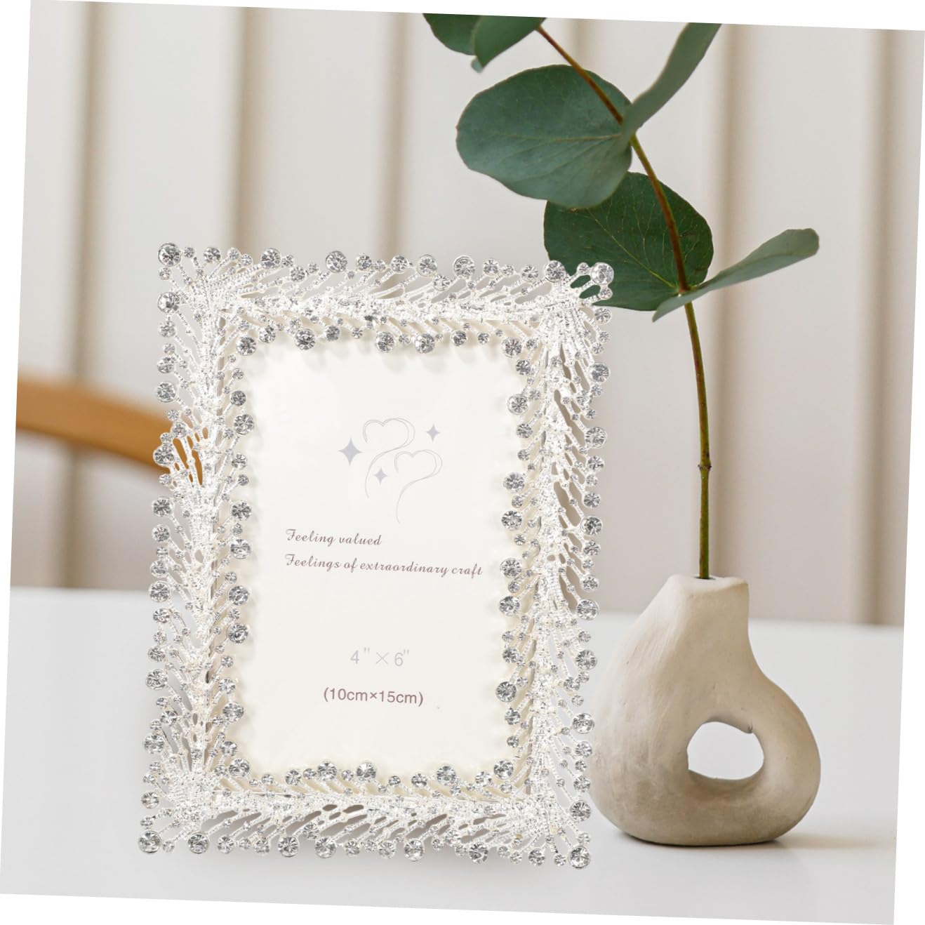 Strass Fotorahmen aus Zinklegierung und Glas für Hochzeitsfotos | Tischdeko für Shop und Wohnzimmer, Dekorativ, Schützt Aufnahmen, Einzigartiges Design in Schicker Eleganz
