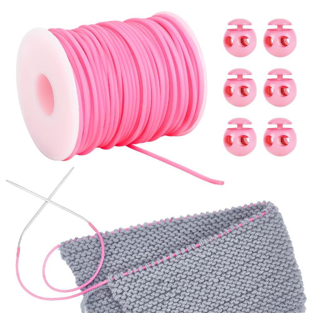 Verrouillage de cordon en plastique et cordon en caoutchouc synthétique 50m rose vif