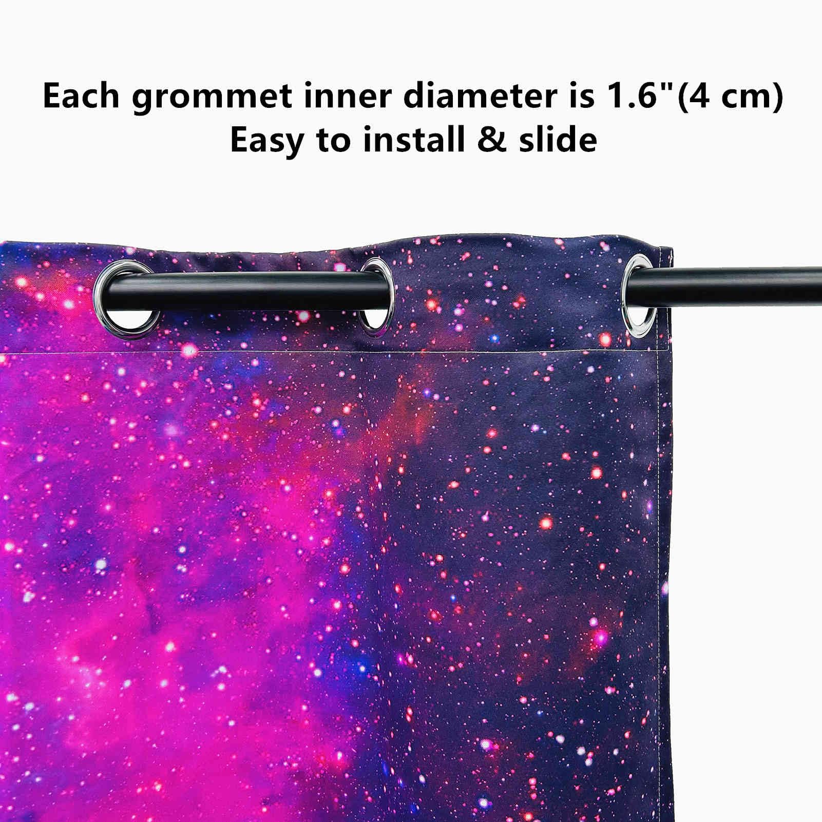 ANHOPE Weltraum Lila Rosa Galaxie Verdunklungsvorhänge mit Ösen Blickdichte Gardinen Blackout Curtain Thermo Vorhänge Kinder Jungen Mädchen Schlafzimmer Wohnzimmer Vorhang 2er Set H 175 x B 140 cm