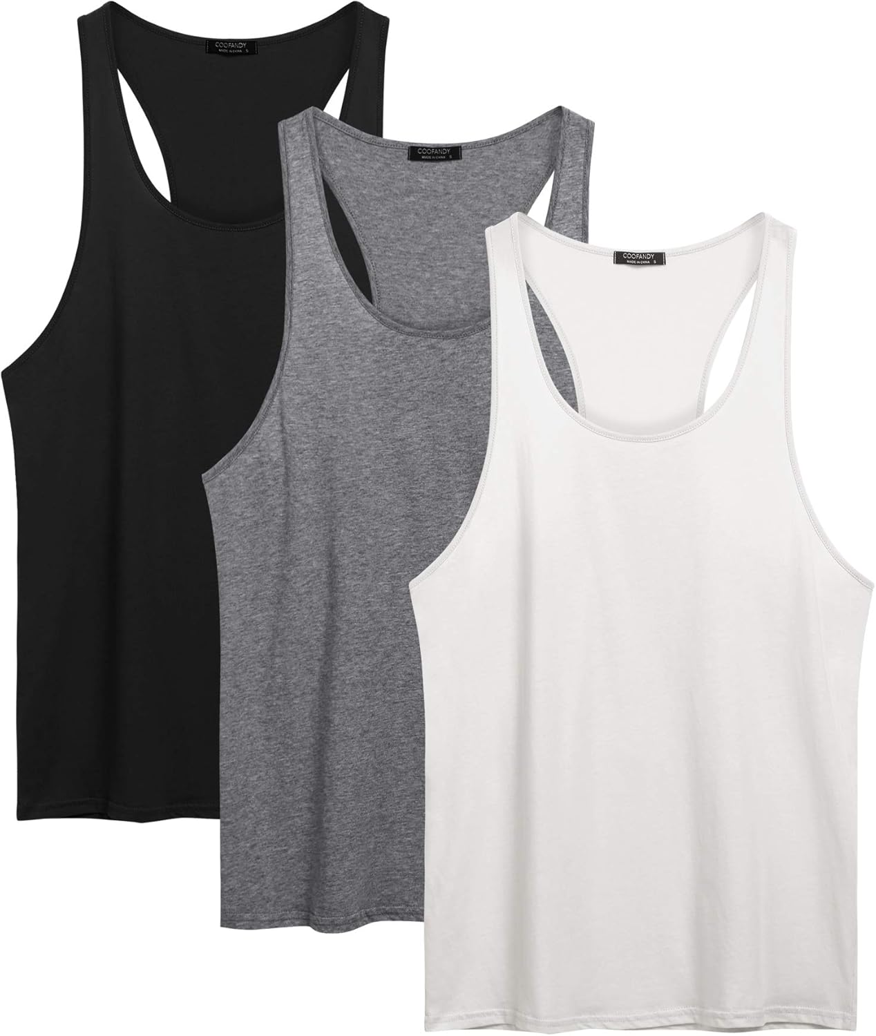 COOFANDY Men's 3 Pack Tank Tops Cotton Performance Sleeveless Casual Classic T Shirts - Image 5