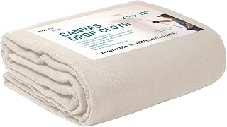 Canvas Drop Cloth for Painting 4x12 feet Pack of 1-8oz Painters Drop Cloths for Painting - All Purpose Canvas Tarps for Floor & Furniture Protection - Recycled Cotton Fabric