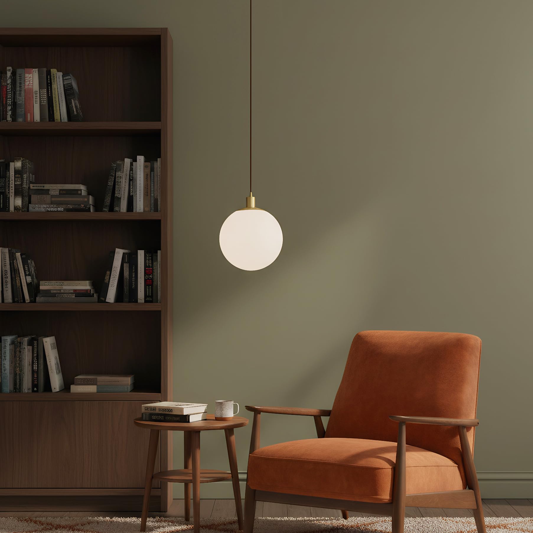 Luz de Suspensión de Bola de Cristal Blanca Moderna, Iluminación de Lámpara de Colgante con Montajes de Latón, Luz Colgante de Techo Para Cocina de Salón Dormitorio (20CM)