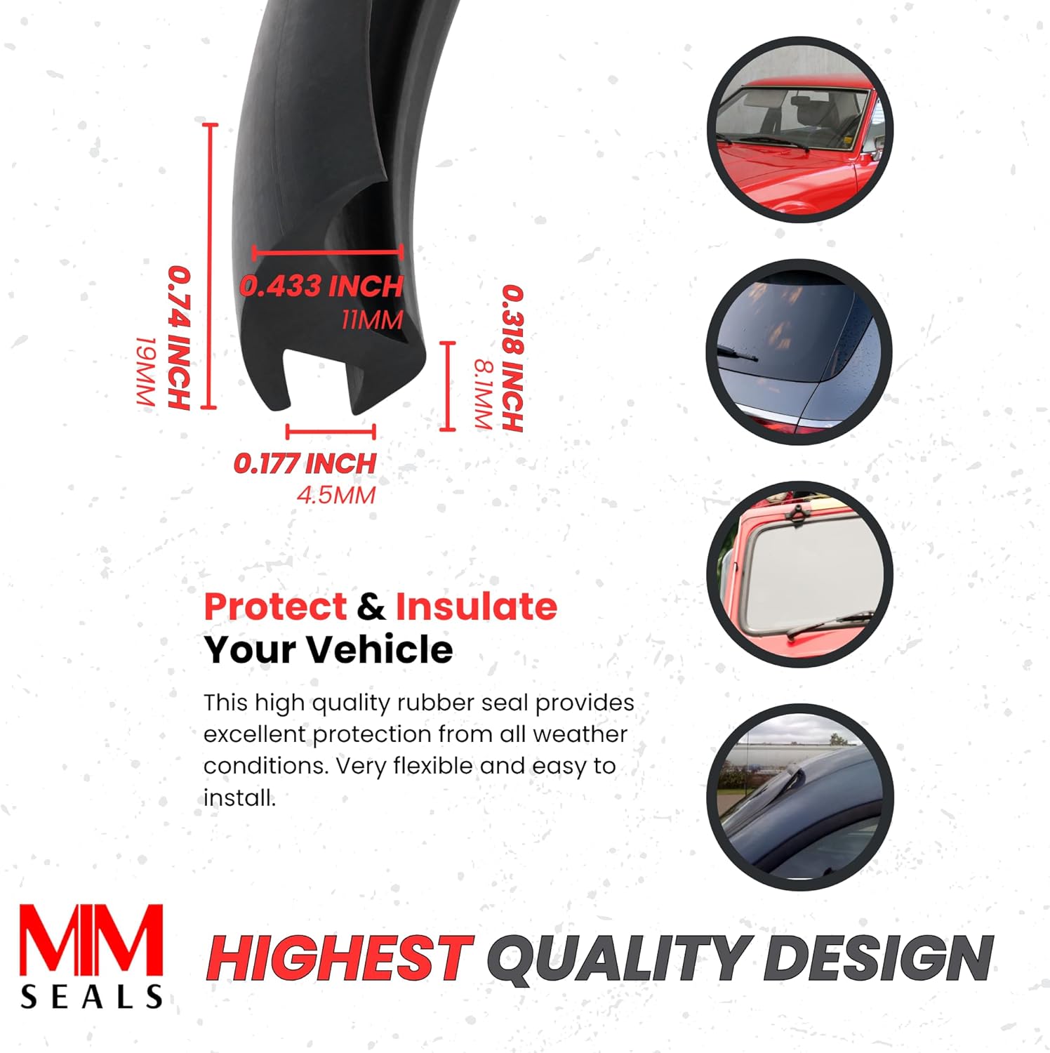 Glass Rubber Seal for Car Windshield, Truck and Van - Length 25 Feet (7.65 Meter)