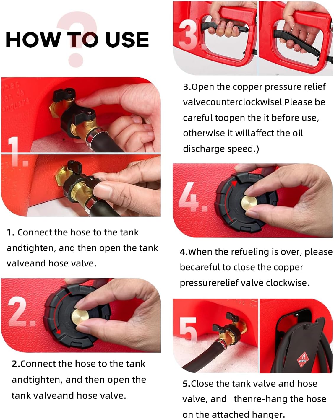 15 gal Gas Can, Heavy-Duty Gas Tank and Fuel Caddy with Manual Fuel Transfer Pump, Portable Fuel Tank on Wheels with 10 ft Hose for Lawn Mowers, Cars, Boats, ATVs, Home and Farm Use, Red