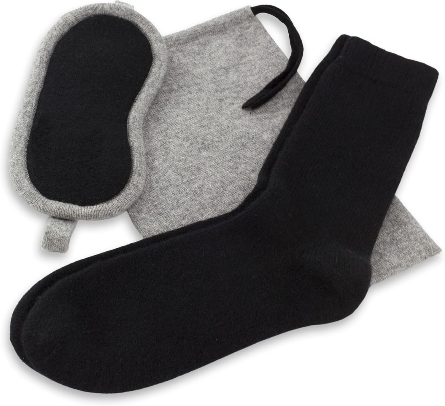 Women's 100% Cashmere Travel Kit: Eye Mask, Socks & Pouch, Gift Box