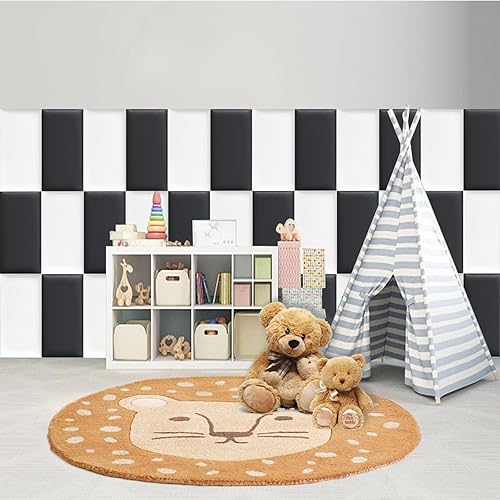 Miniatura 7 de Paneles tapizados de cabecero, 6 paneles de 7.8 x 15.7 pulgadas, paneles acolchados de pared para niños, cabecero de cama 3D anticolisión montado en