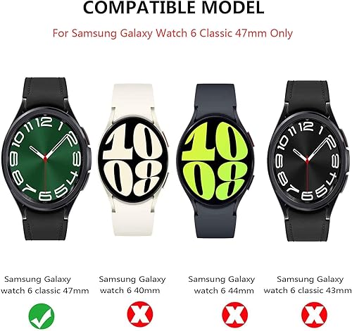 Miniatura 6 de Paquete de 2 fundas para Samsung Galaxy Watch 6 Classic de 1.732 pulgadas, protector de pantalla de vidrio templado impermeable, accesorios de