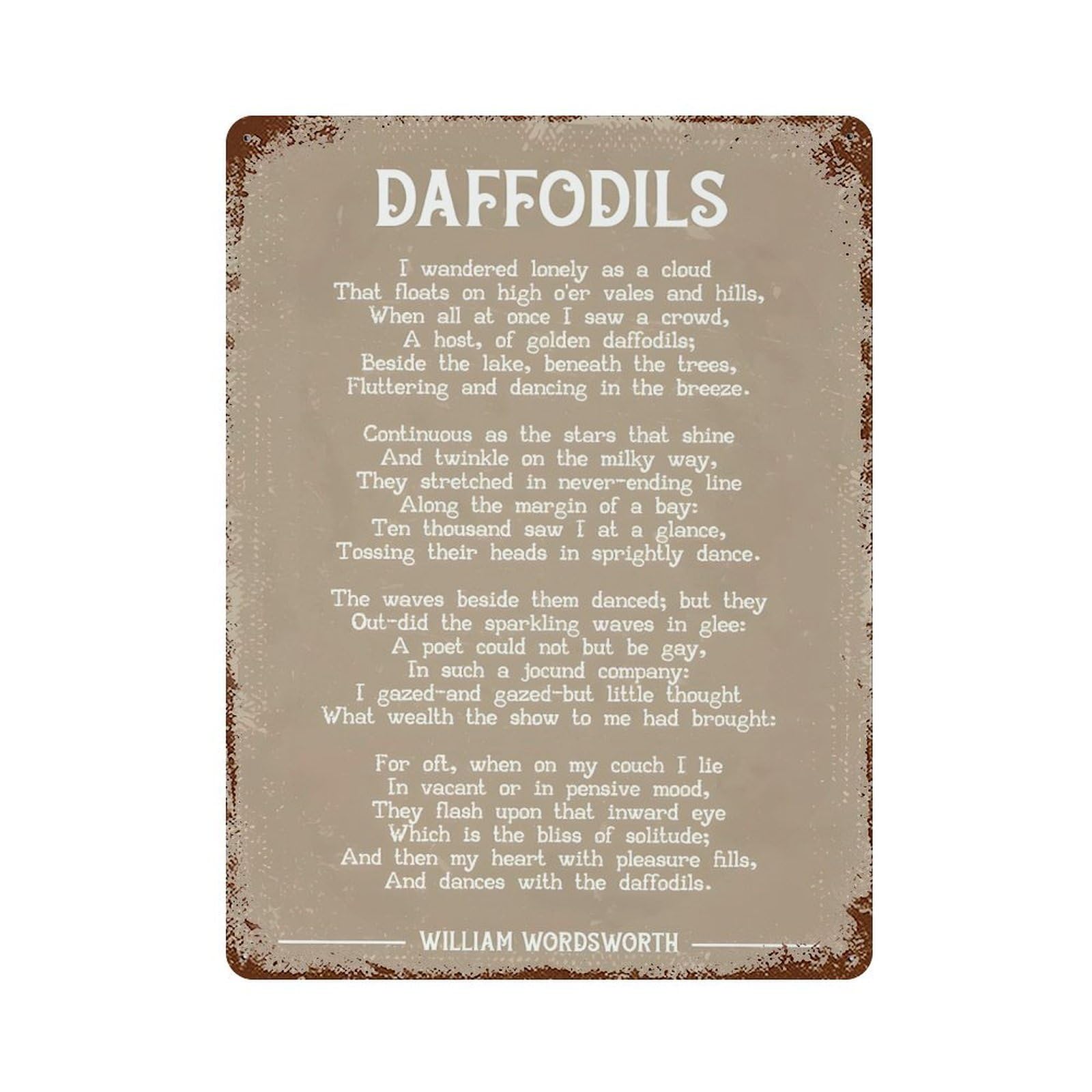 xiaoxiaoshen Daffodils Poem By William Wordsworth Wall Decor Art Metal Tin Poster Modern Home Decor Art Home Bar Shop Decorations Vintage Sign 40x30cm