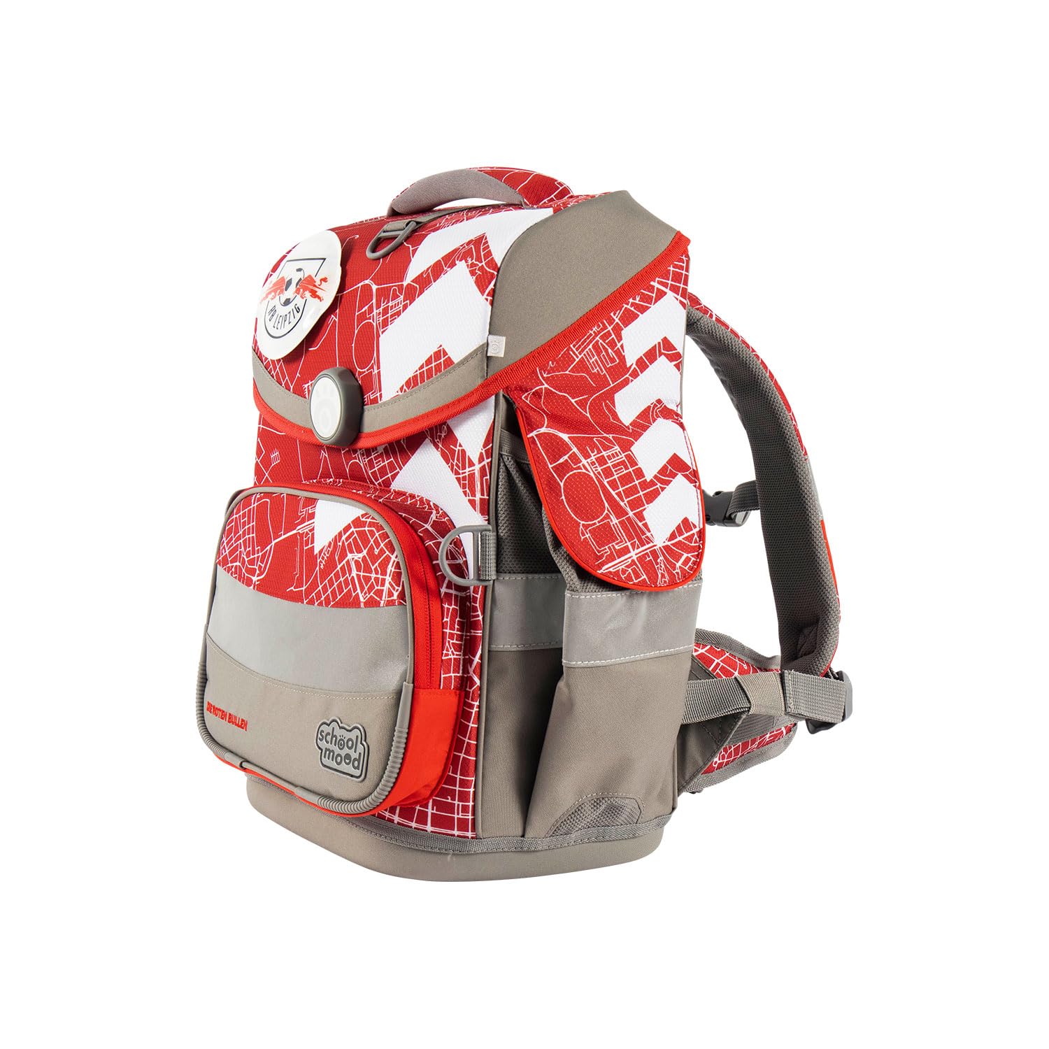 Familando - School Mood Timeless Air+ Schulranzen Set 6-teilig mit Federmappe - Sonder-Edition RB Leipzig - 980g leicht mit 23L Volumen - mit höhenverstellbarem System & Reflektoren - Ab 1. Klasse