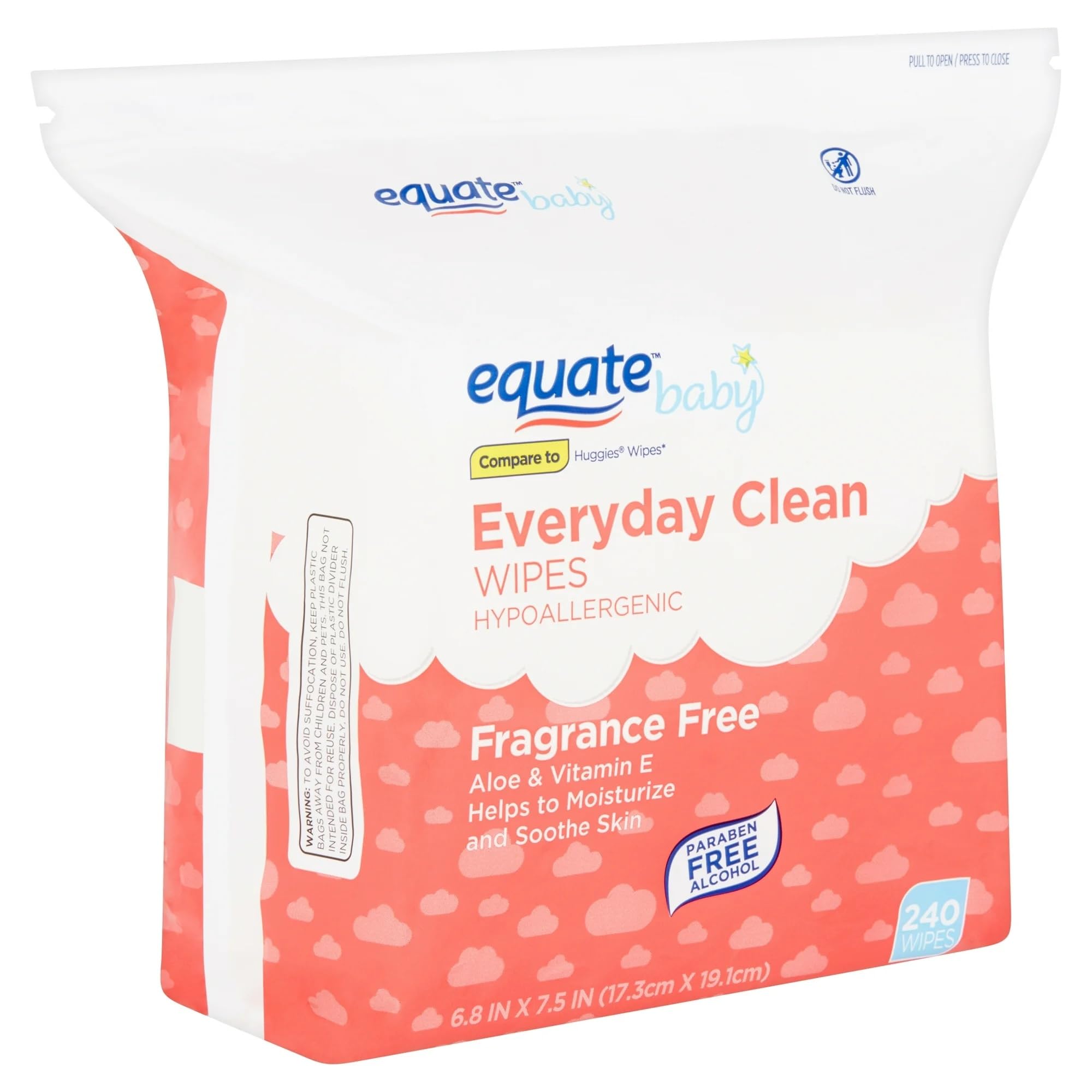 Equate Baby Everyday Clean Fragrance Free Wipes, 240 count and CARD Gift of Ravazzi