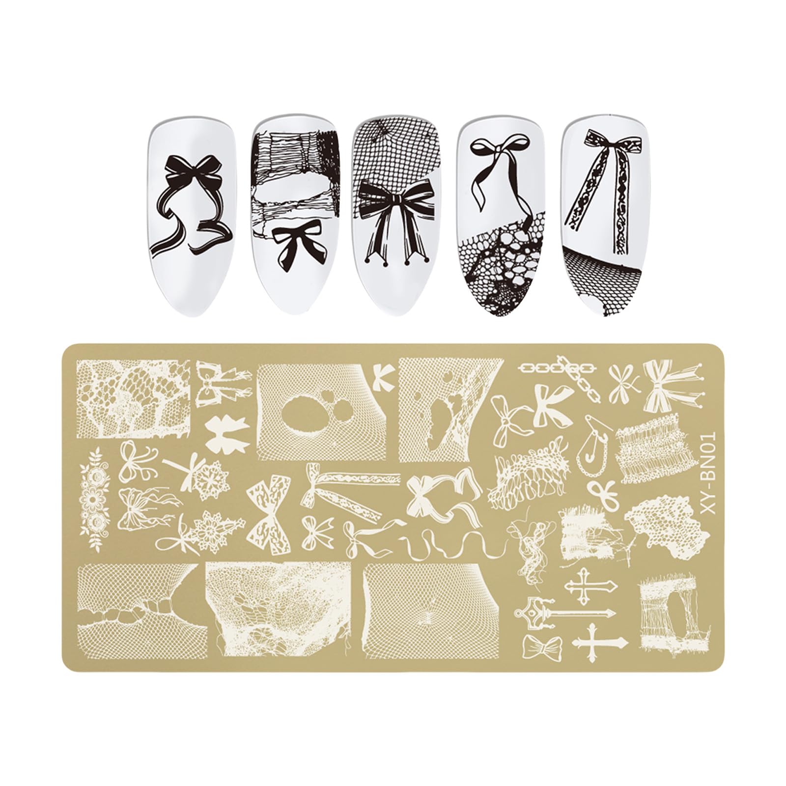 Jazuaiao Butterfly Bowknot Nails Art Stamp Plate Stainless Steel Template Accessories for Professional Manicure Design Nails Art Plates for Home Use