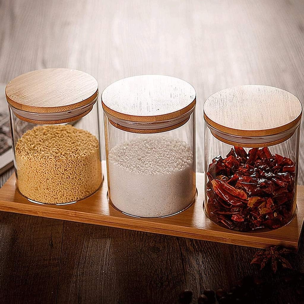 JJZXD ウッド蓋とコーヒースパイス保存容器を備えたキッチン