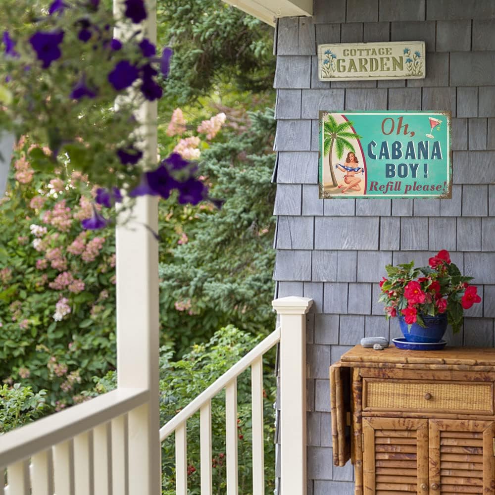 Oh Cabana Boy Refill please Metal Sign Vintage Bar Terrace Cabin Home Wall Decoration Pool Decor Tiki Bar Tin Sign 12x8 Inch - Image 5