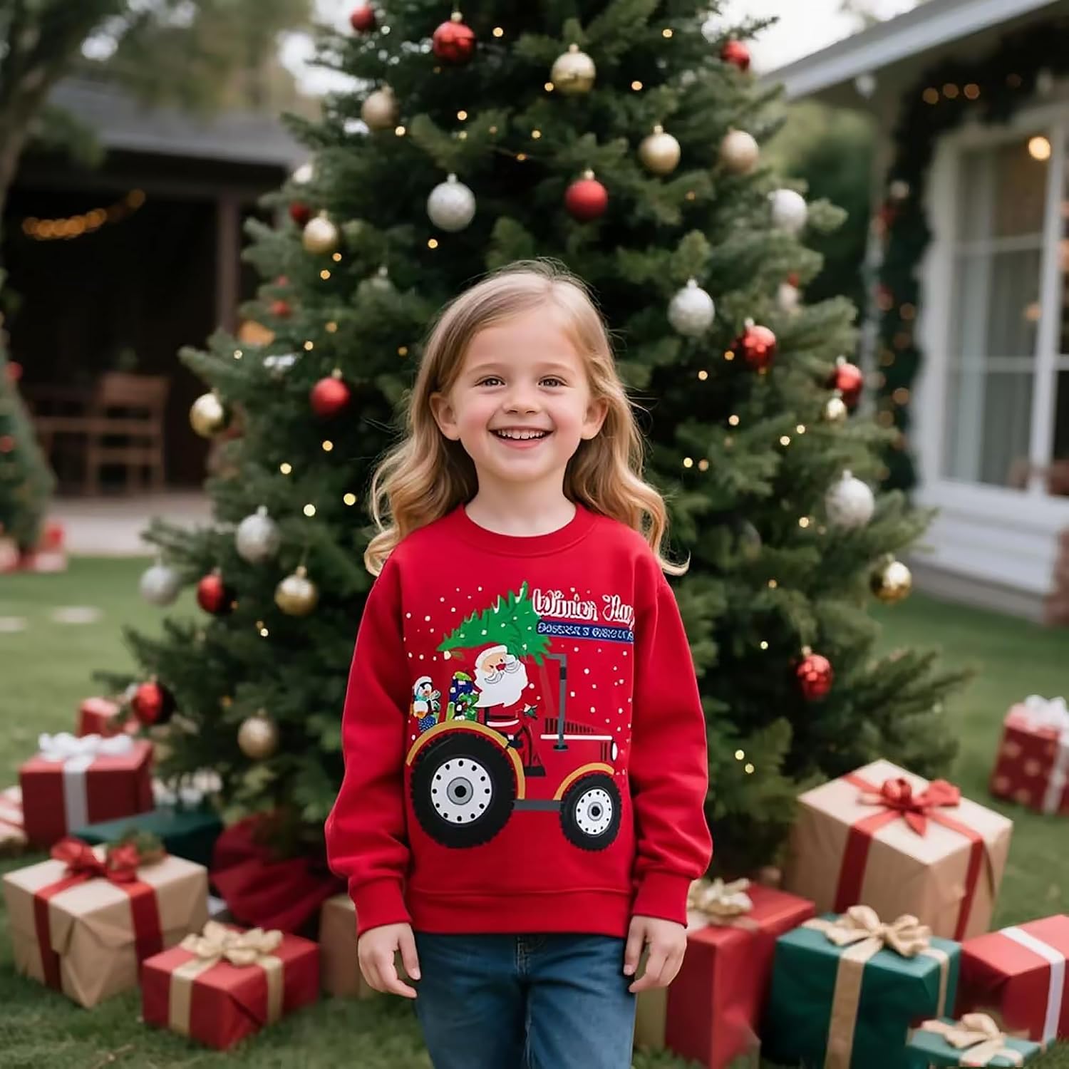 Toddler Boys Christmas Sweatshirt Kids Santa Dinosaur Penguin Shirt Xmas Pullover Sweater Long Sleeve Tops 1-7T